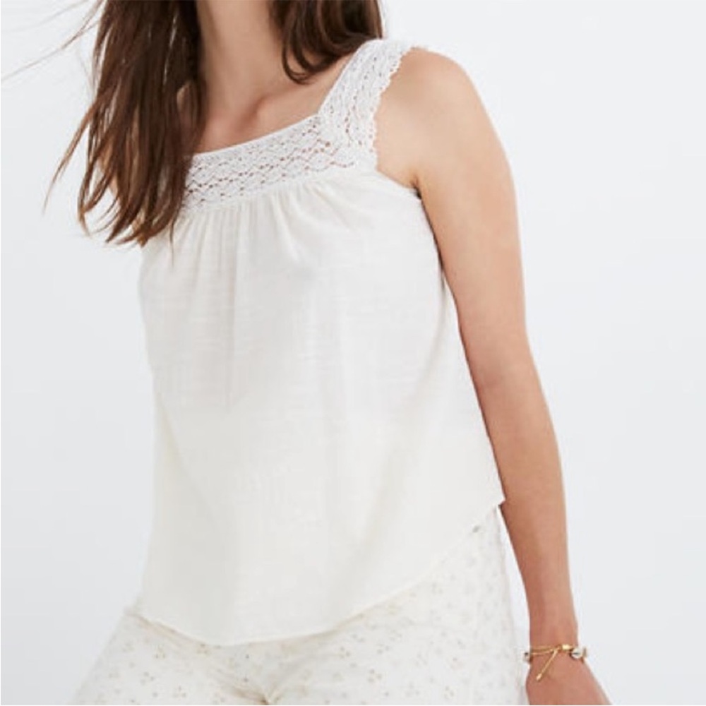 Madewell crochet tie back tank top in cloud lining color